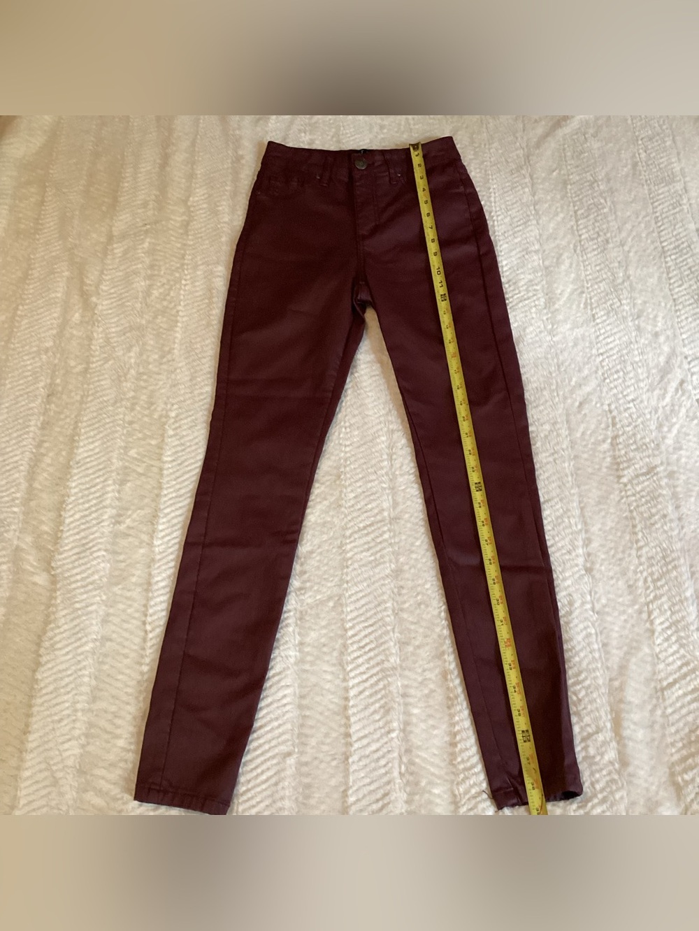 Highest Rise Skinny Ankle Sz 5 Womens Hot Kiss Faux Leather Maroon Pants